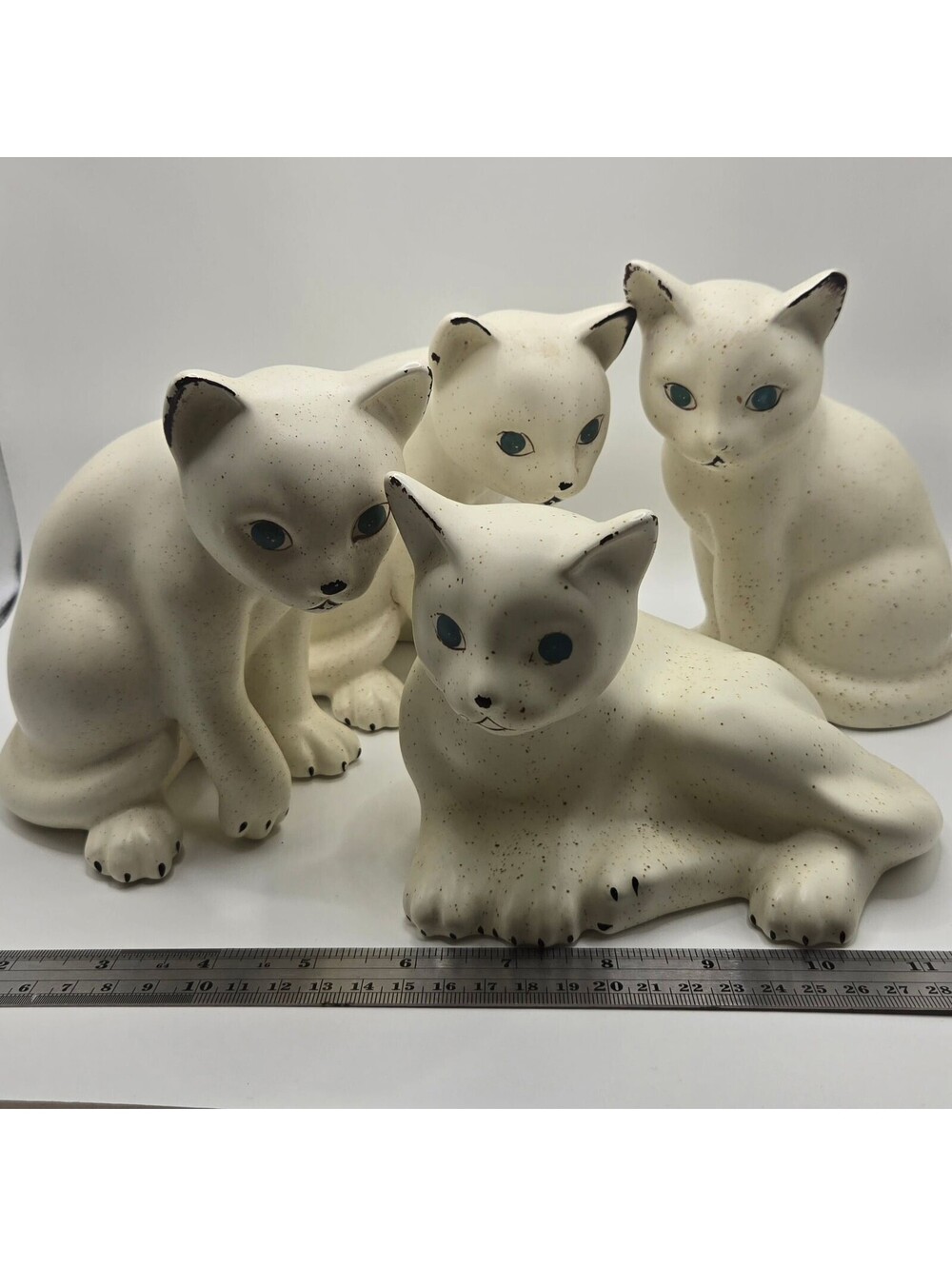 Vintage Flambro Speckled Ceramic Cat Figurines (Set of 4)